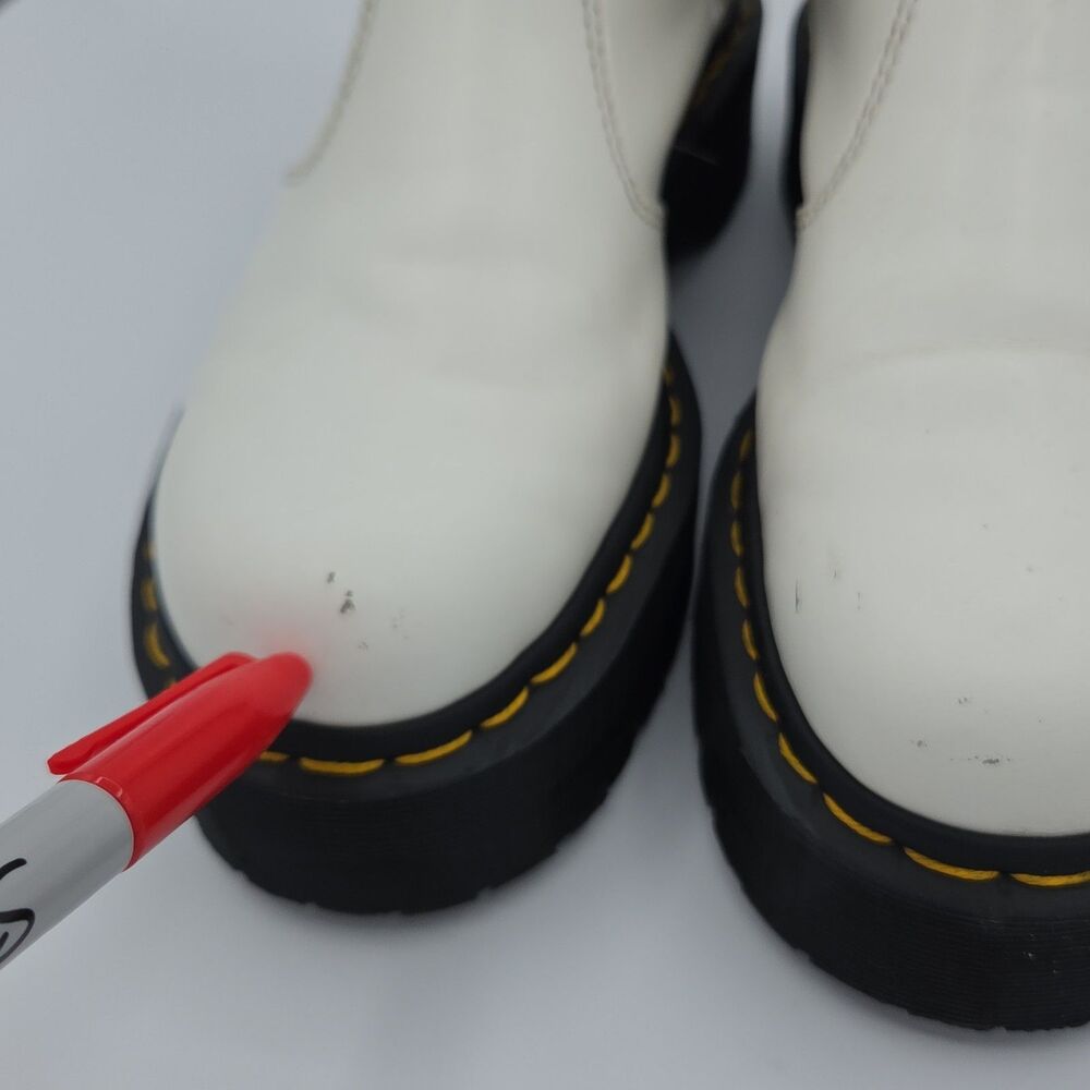 Dr. Martens Smooth White Leather Platform Chelsea Boots AirWair Women Size 8 - Picture 6 of 10